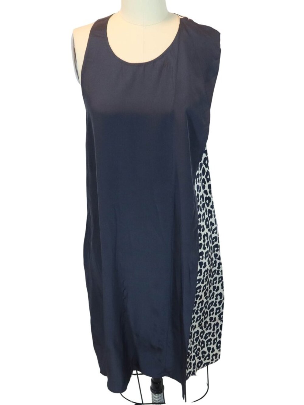 3.1 PHILLIP LIM Charcoal & Animal Leopard Print Silk Shift Dress Size 0